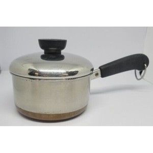 Vintage Revere Ware Copper Bottom 3/4 Quart Saucepan Pot & Lid Made in USA
